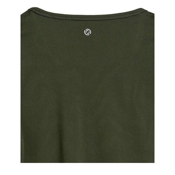 New Women Basic Tee Green Olive Jacquard Mesh T-Shirt Size M Short Sleeves - Picture 5 of 7
